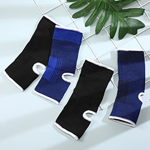 Image of Haysandy 4 Pieces / 2 Pair Kids Ankle Support Brace Elastic Kids Compression Socks Knitted Ankle Sleeve for Jogging Running Fitness(Black, Dark Blue,10-15 Years)