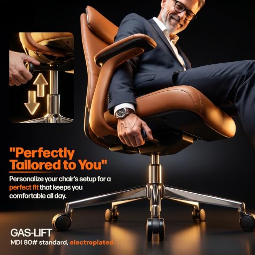 Image of DROGO ErgoTouch Ergonomic Office Chair for Work & Home | Computer Chair with Premium Vegan Leather & High Back Cushioned Backrest | 145 Recline with 3 Lock Positions, Heavy Duty Metal Base (Tan)