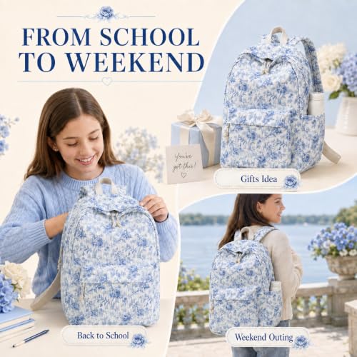 Image of BTOOP School Backpack for Teens Large Cute Bookbag Lightweight 15.6 inch Laptop Bag for Girls Women Casual High School College