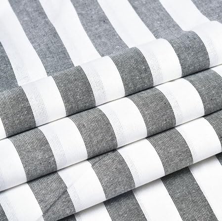 Pure Cotton Striped Shirt Fabric ? 2.5 Meters | Soft & Breathable Material for Tailored Perfection, White, Black