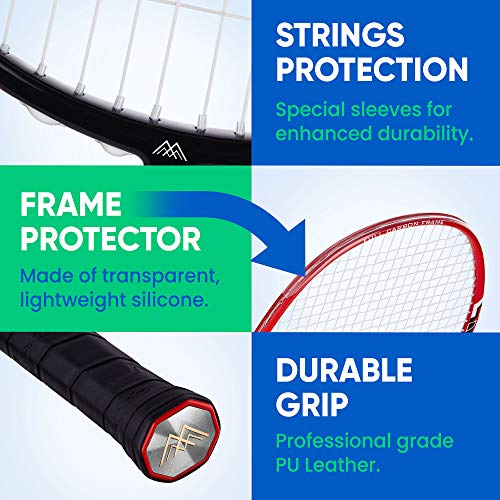 image for MATTCOT Badminton Set of 2 Rackets – 2 Carbon Fiber Rackets, 3 Badmi