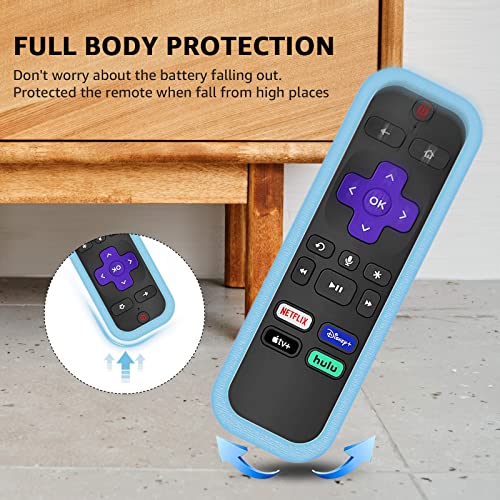 Onebom（3 Pack） Cover For Roku Remote, Cover For Hisense/Tcl Roku Tv Steaming Stick/Express Universal Replacement Controller Silicone Sleeve Skin Glow In The Dark （Purple Blue Yellow） #TOP2