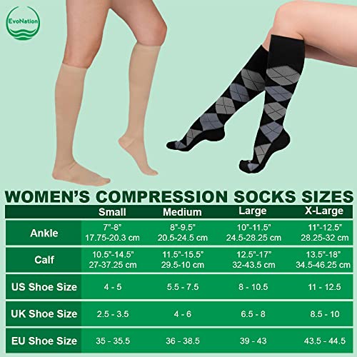 Image of EvoNation Women's Knee High 20-30 mmHg Graduated Compression Socks - Firm Pressure Compression Garment