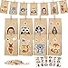 Calendario de Adviento 2020, Set de 24 Bolsas de Papel Kraft para Rellenar con Calendario de Adviento Casero,Pegatinas de Tema Animal, Bolsa de Regalo Navidad Decoración Navideña para el Hogar
