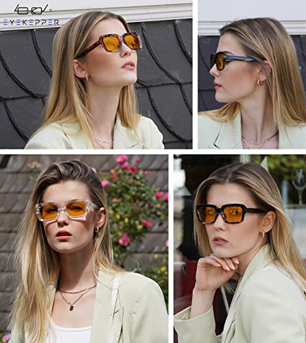 Image of Eyekepper 4 Pack Reading Glasses Blue Light Blocking Oversized Square Computer Readers Orange Tinted +0.50