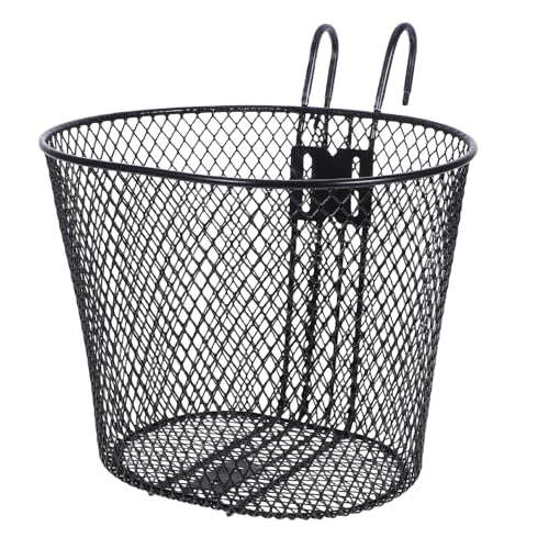 KOCKSHION 頑丈なハンドルバー用自転車前カゴ 大容量フロントバスケット フック付き 多機能スクーターバスケット 通勤通学や野菜収納に適し