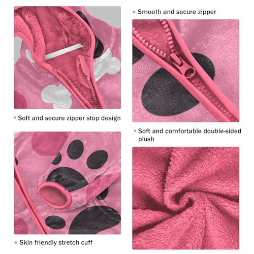 OTVEE Dog Paw Bones Hearts Kids Hoodie Jacket Fall Spring Full Zip Warm Outwear Coat3