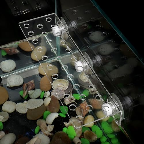 Image of POPETPOP Coral Frag Rack : 32 Holes Clear Acrylic Coral Bracket with Powerful Suction Cup for Fish Tank Aquarium, 13.17X4.13X2.16in