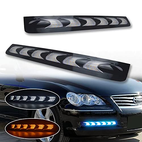 GEEGEETOP Switchback White/Amber/Blue LED Front Fog Daytime Sequential Running Lamp Flash LED Amber Turn Signal Feature Accessories Compatible with Toyota Reiz MARK-X 2004-2009