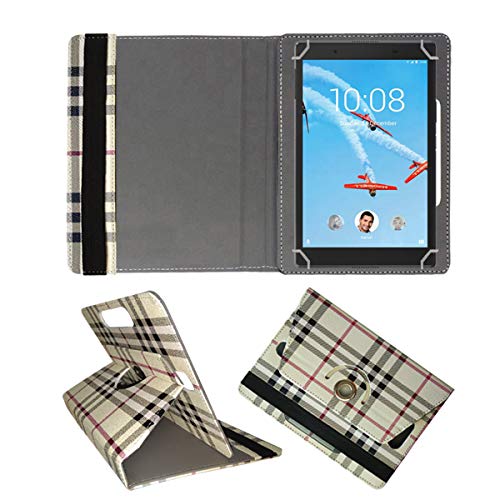 Image of Fastway Rotating Leather Flip Case for Lenovo TAB 4 8 TB-8504X Tablet Cover Stand Black (Cream)