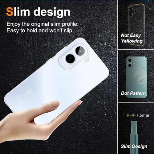 Image of amazon basics Compatible with Vivo T5 Pro 5G Case Cover Transparent Non-Slip Soft Shockproof Protective Back Cover - Clear