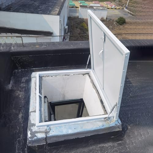 Cubierta blanca para puerta de acceso al ático, impermeable, de acero galvanizado, para salida de hogar, 65 x 55 cm