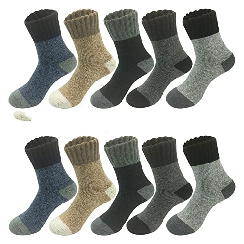 5 Pairs/Multiple Wool Socks Men Warm Winter Thickened Long Round Socks Men Gift (Color : 20 Pairs-5 Colors, Size : EU38-45)