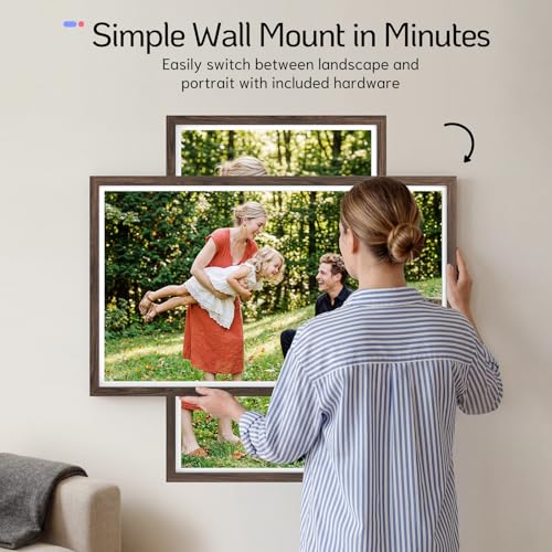 Image of NexFoto 32 inch Large Digital Picture Frame, WiFi Touchscreen Electronic Frame 64GB, Compatiable with Google Photos, Share Photos Videos via APP /USB for Family, Business, Gifts for Mom, Dark Wood