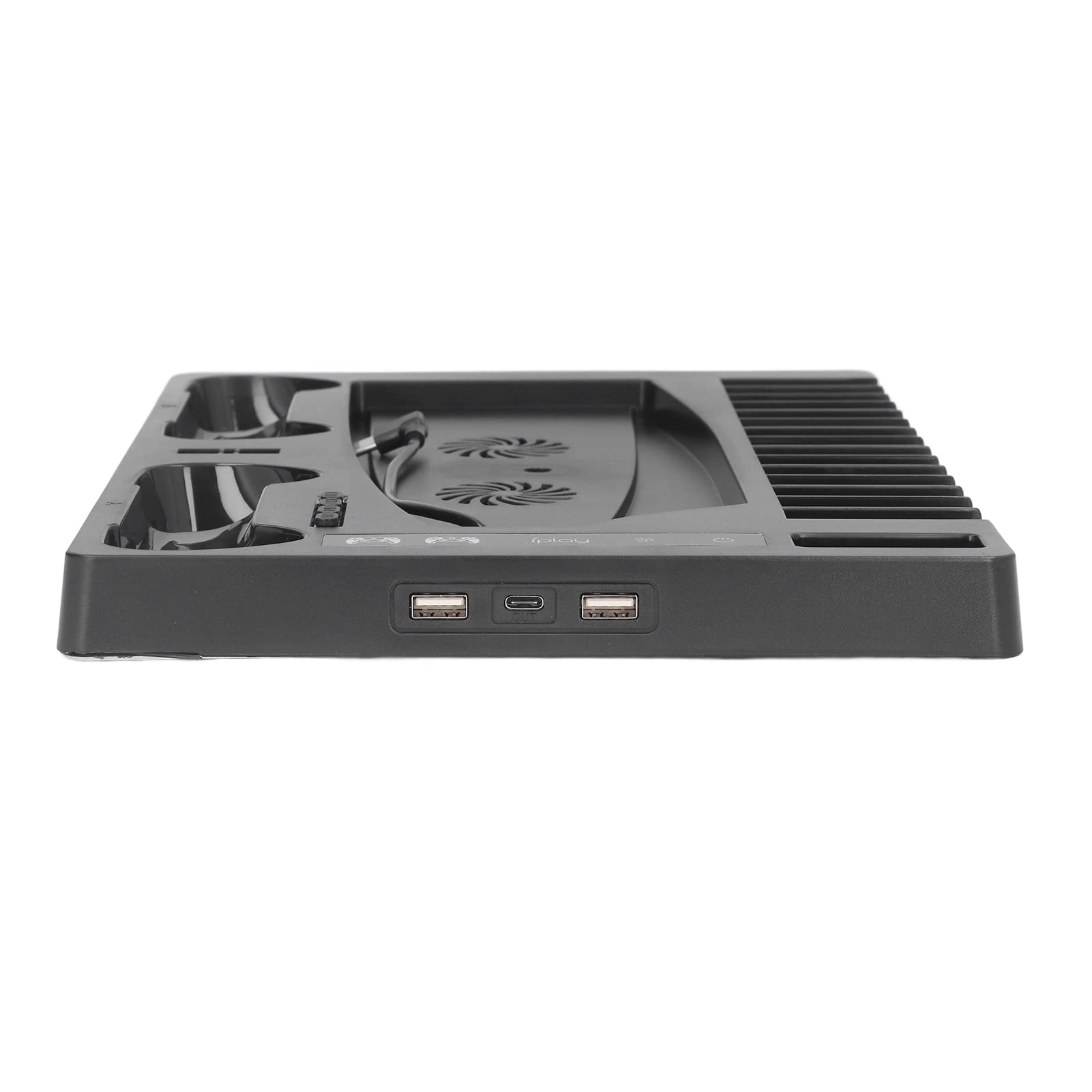 Annadue Soporte Vertical con Ventilador de Refrigeración Estante de Juego Controlador de Almacenamiento Estación de Carga Estación de Carga Rápida Soporte Accesorios de Base para PS5