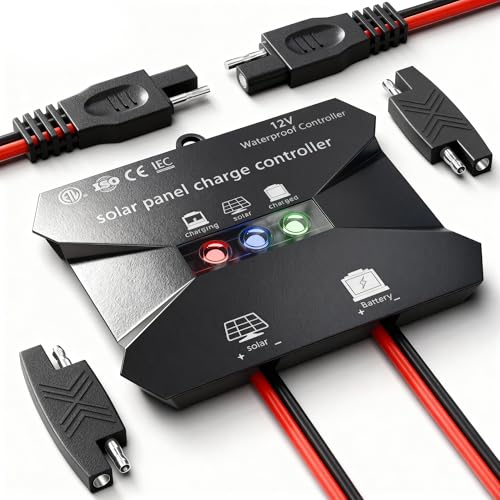 Voltset MPPT Solar Charge Controller : IP65 Waterproof - Display for Gel AGM Lead-Acid Lithium...