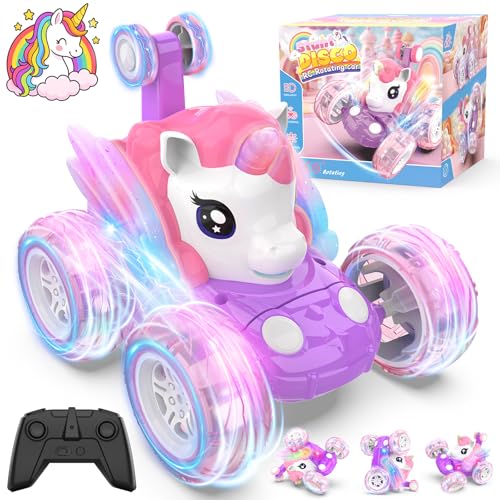 Mafbeanl Remote Control Car Stunt RC Cars 360 Rotating with 2.4GHz Rechargeable Wheel Lights Toys Car Gift for Boys Girls 3 4 5 6 7 8 9 10 11 12 (Pink)