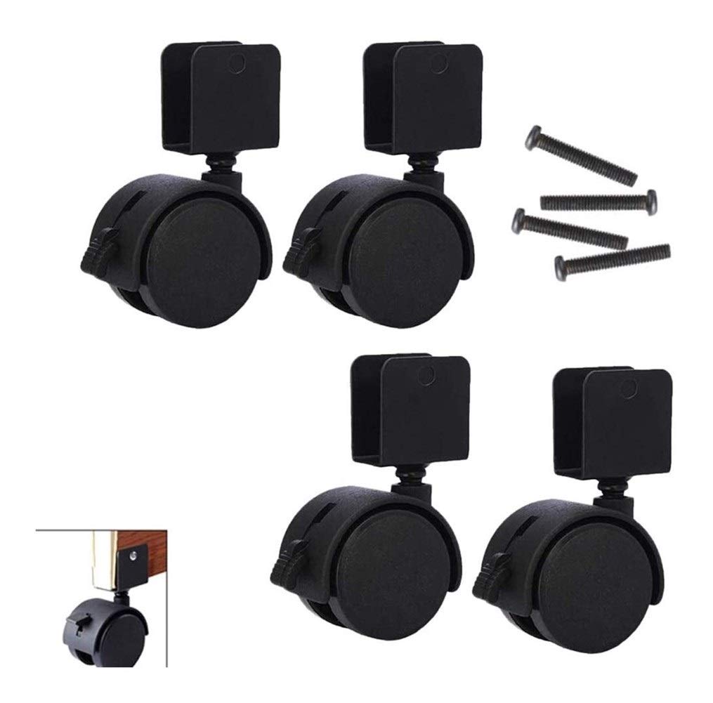 BOSUGEFurniture Caster with Brake,Crib Child Nylon Swivel Castors,with u-Shaped Splint Bracket,for Crib Child Bookcase,Push Smoothly,Black (Size : 20mm/0.8in) (Size : 20mm/0.8in)