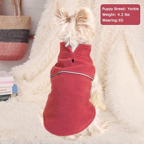 Image of Dog Clothes for Small Dogs Fleece Vest Dog Sweater Boy Girl, Warm Pullover Fleece Doggie Jacket, Winter Pet Ourfit Chihuahua Sweater - Yorkie Clothes, Red, M