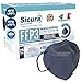 25x CE-zertifizierte FFP3 Masken Blau mit Schwarzen Gummibänder Made in Italy mit aufgedrucktem SICURA-Logo PFE ≥99% BFE ≥99% SANIFIZIERT einzeln versiegelt ISO 13485 und 9001 zertifiziert