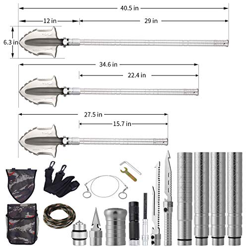 Mfiires Military Folding Shovel Tactical Survival Tool（S17） Portable Outdoor Camping Spade Shovels and Accessories Tools Kit for Self-Defence in Emergency Hunting Garden Digging Fishing - Thumbnail 7