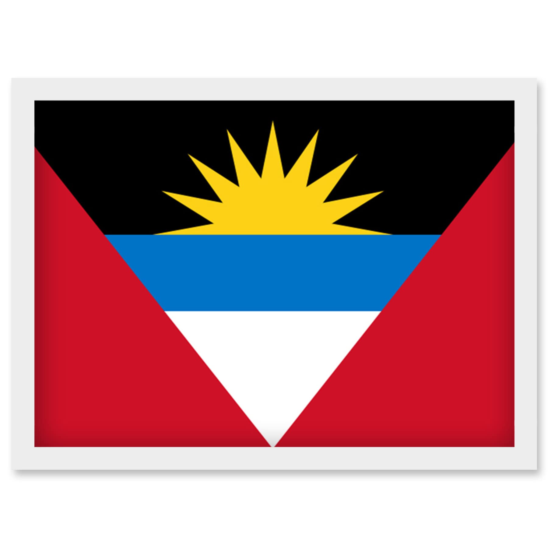 Artery8 Antigua and Barbuda National Flag Patriotic Vexillology World Flags Country Region Poster Artwork Framed Wall Art Print A4