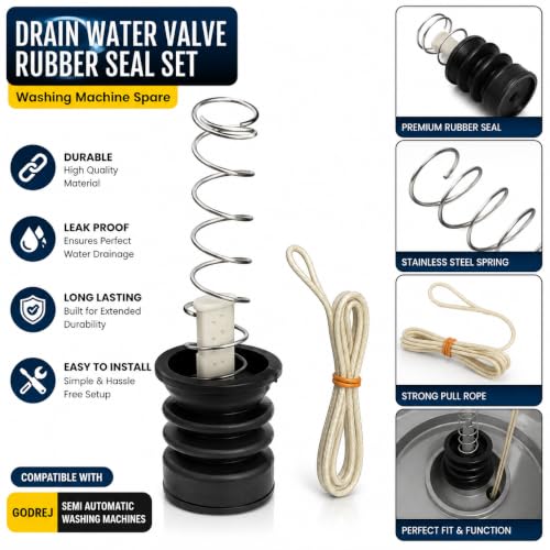 Image of Sanavya Drain Water Valve Rubber Seal Set | Semi Automatic Drain Pipe Rubber | Washing Machine Drain Valve | Washing Machine Spare Parts (Compatible for Onida, Pack of 1)
