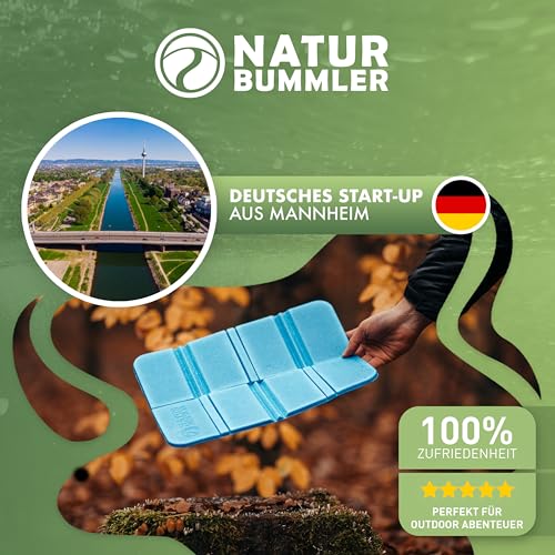 NATURBUMMLER Sitzkissen Outdoor Faltbar [2er Set Thermo Komfort] wasserdicht & wetterfest – Sitzunterlage mit Tragetasche – Ultraleicht & kompakt für Camping, Wandern & Stadion