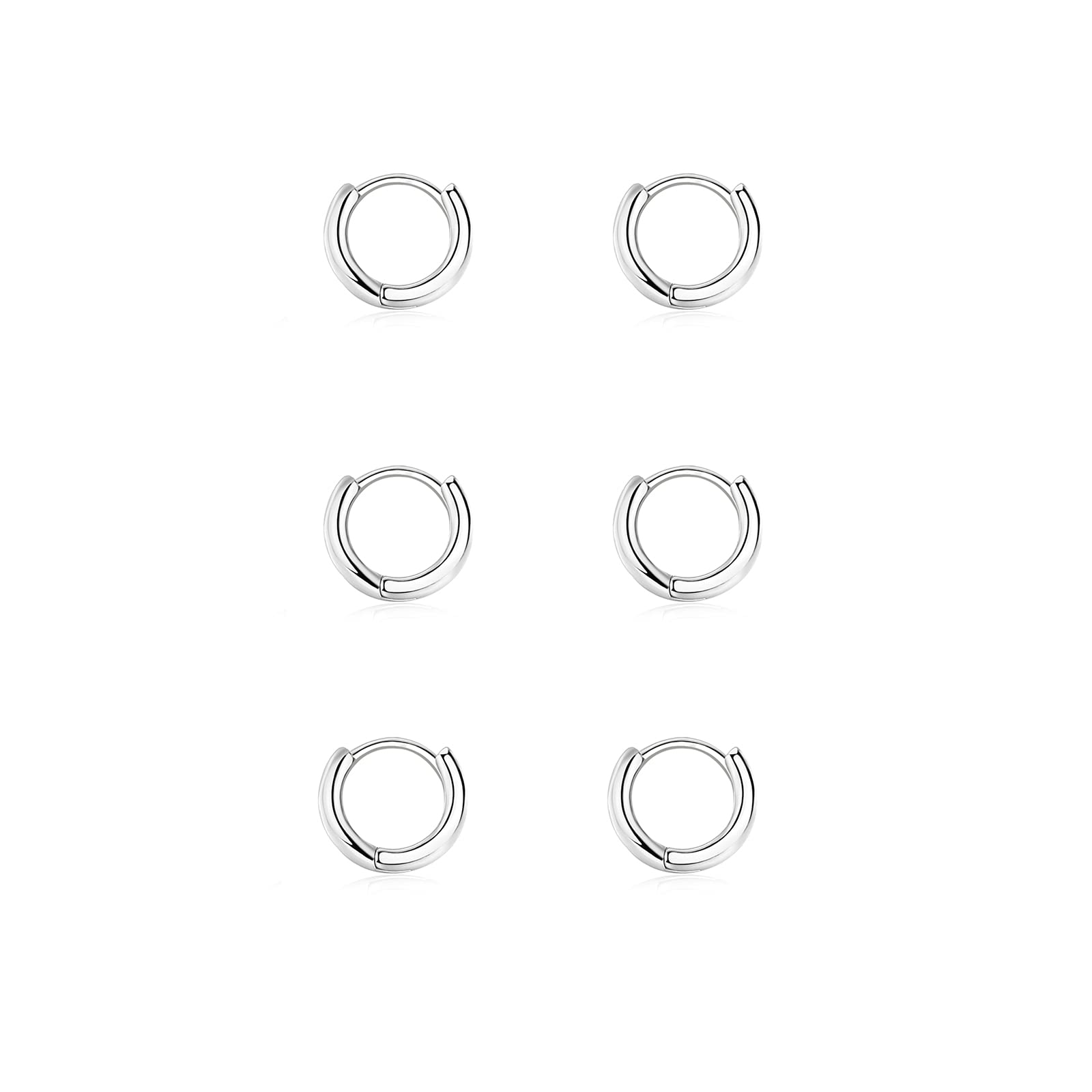 3 Paia Orecchini Cerchio Argento 925 per Donna, Orecchini Cerchio Piccoli Set Orecchini Donna Argento Orecchini Bambina Anallergici 8mm, 10mm, 12mm