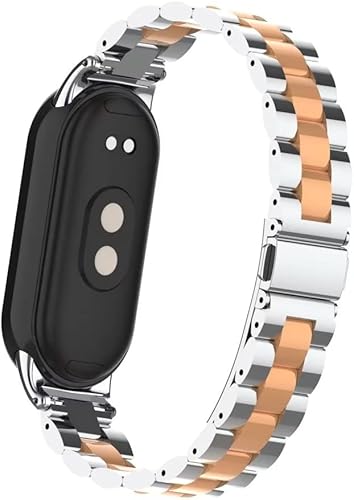Miniatura 4 de T-BLUER Compatible con Xiaomi Mi Band 8 Band, Mi Band 8 Correa de repuesto de metal de acero inoxidable para Xiaomi Mi Band 8