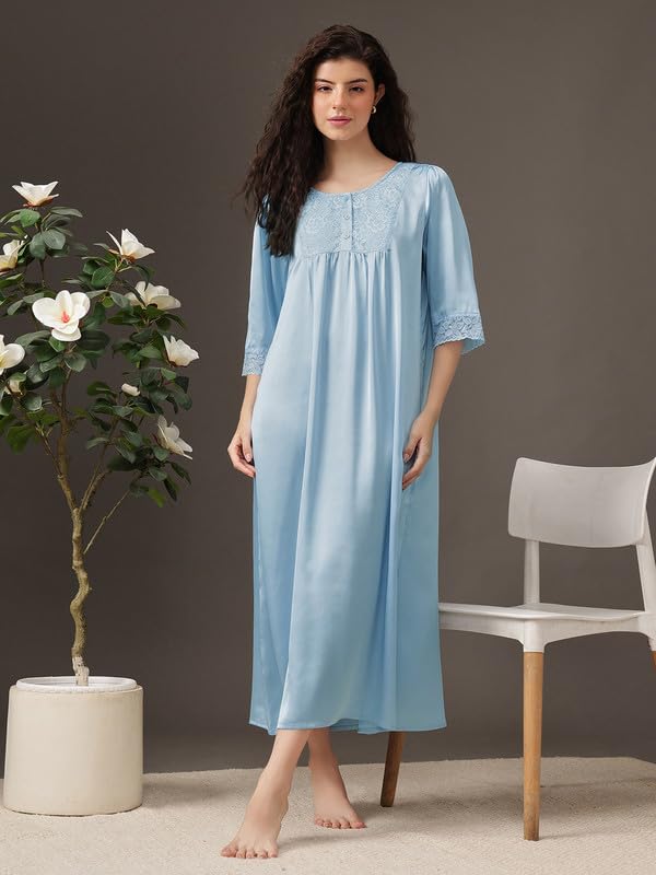 Image of Clovia Women Satin Nighty- Long
