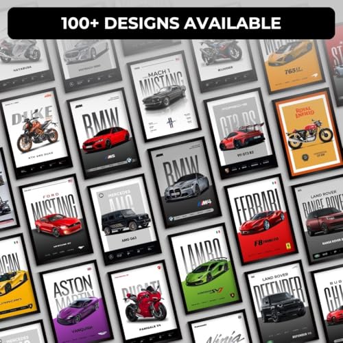 Image of Jaguar E Type Poster | Framed E Type A4 Sized (31 x 23 cm) | Jaguar Car Poster for Wall, Gift for Boys, Vintage Frames | Classic Car Posters for Wall, Bedroom, Hostel, Study Area, Hostel (F 029)