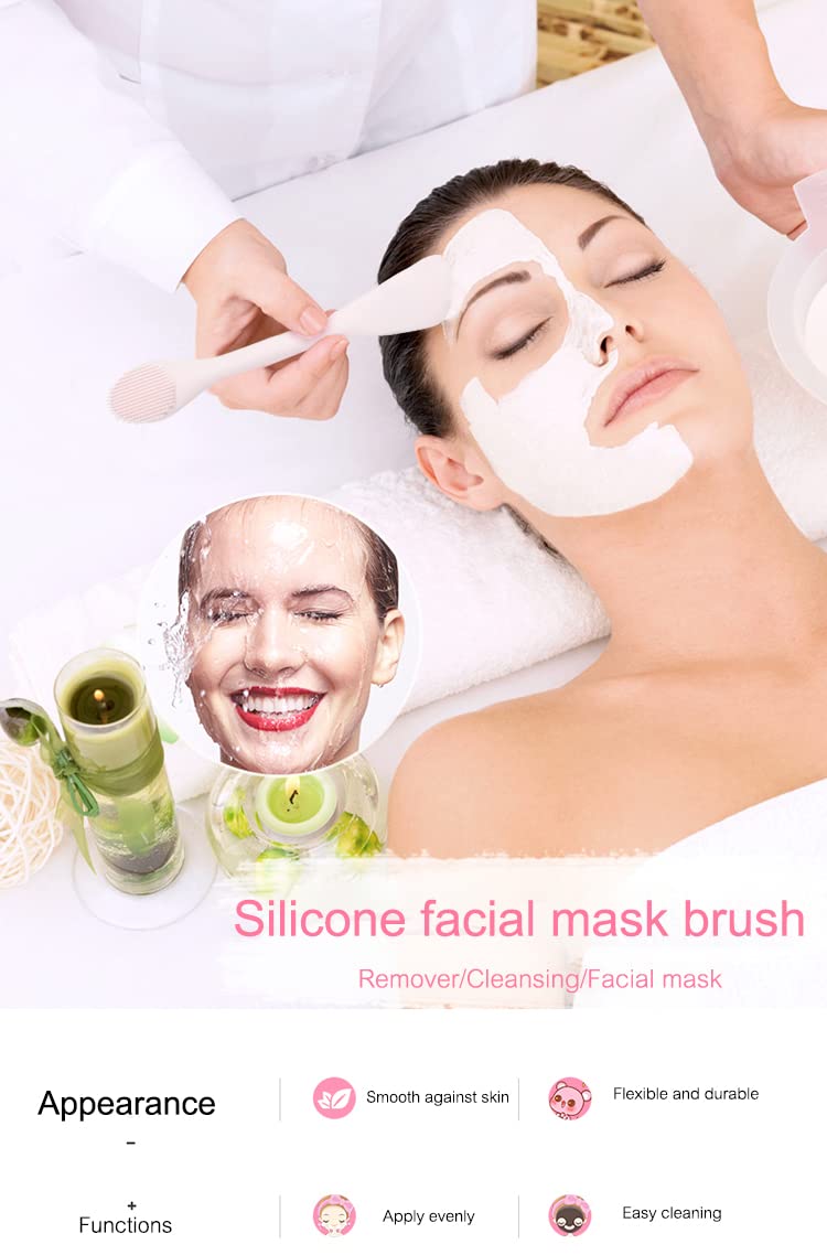 Giffy® Silicone Face Cleanser Massager Brush with Facial Stick Spatula Double-sided for Cleansing Exfoliating, Face Mask Applicator 2