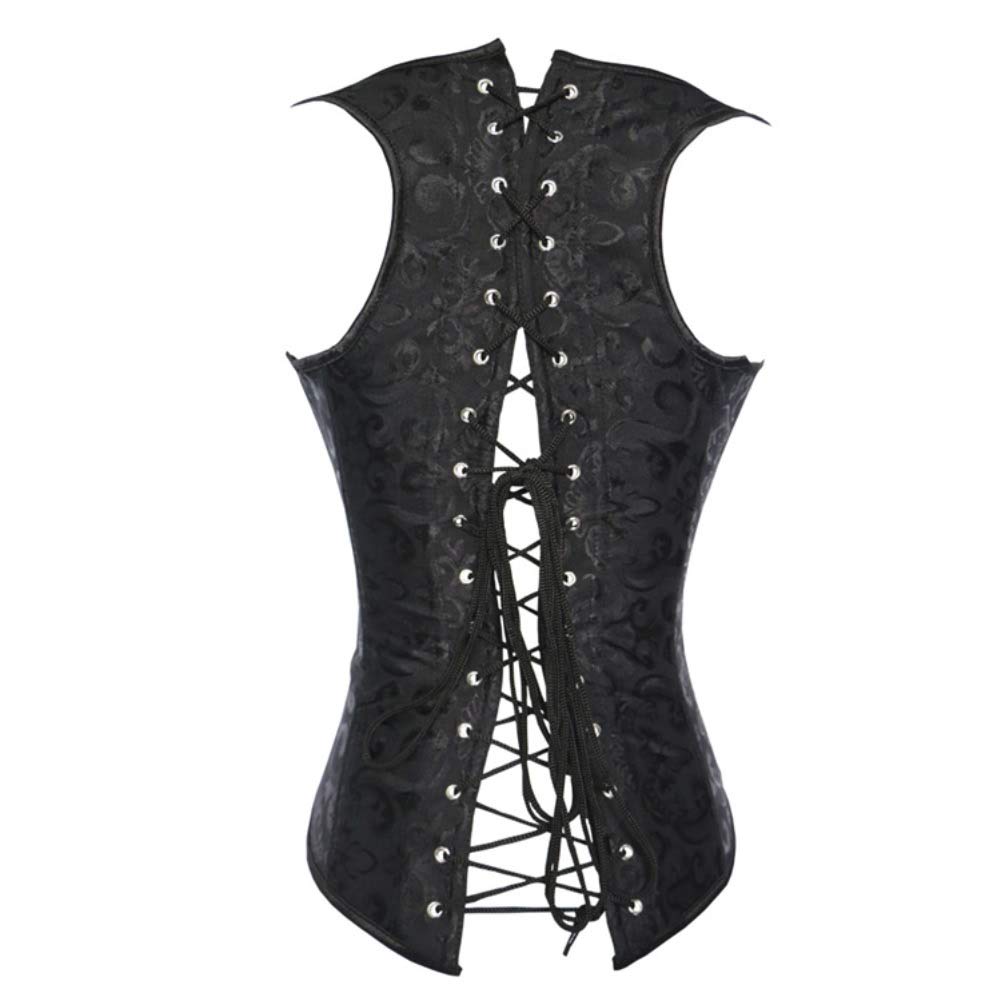 DISSA Corset Sous Poitrine Acier avec Bretelles | Tissu jacquard, sous poitrine, bretelles, busk, laçage, acier, style gothique