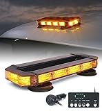 LUMENIX Rooftop Strobe Beacon Lights Bar Amber LED Emergency Traffic Security Lightbar w/Heavy-Duty Magnetic Base Warning Flashing Light for Construction Vehicles Trucks Postal Mail Carrier Snow Plow