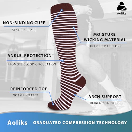 Image of Aoliks Medical Compression Socks for Women & Men, Support Knee High Socks for Running,Nurses,Travel