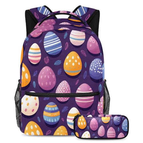 Sac à dos étudiant avec trousse violet multicolore pour les cours