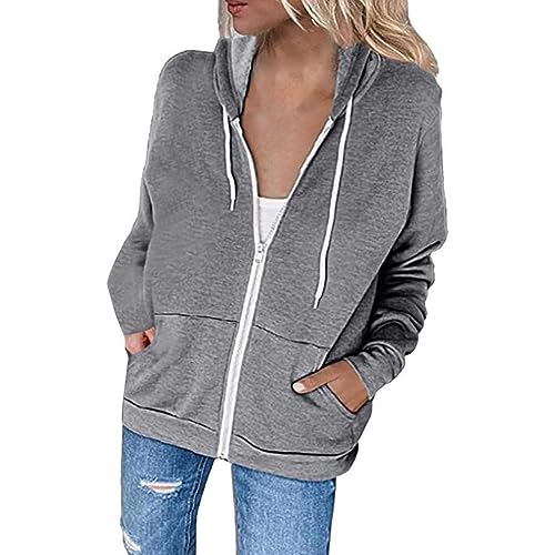 YCBMINGCAN Sudadera con capucha para mujer, sudadera con capucha de manga larga, sudadera con capucha, chaqueta informal para exteriores, abrigo ligero entallado, elegante, sudaderas de otoño