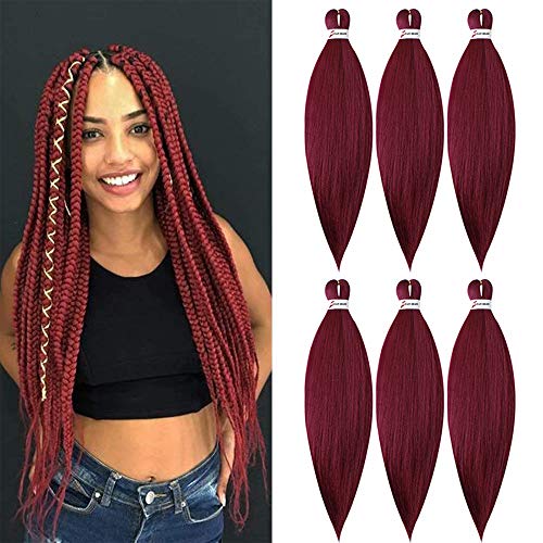 MSCHARM Pre Stretched Kanekalon 6PCS/Pack 26 Inches Ombre Easy Braid Pre Stretched Braiding Hair Itch Free Synthetic Fiber Crochet Twist Braids Yaki Texture Braiding Hair Extensions (900#)