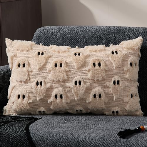 DFXSZ Halloween Pillow Covers 12x20 inch Ghost Decor Beige Hallow...