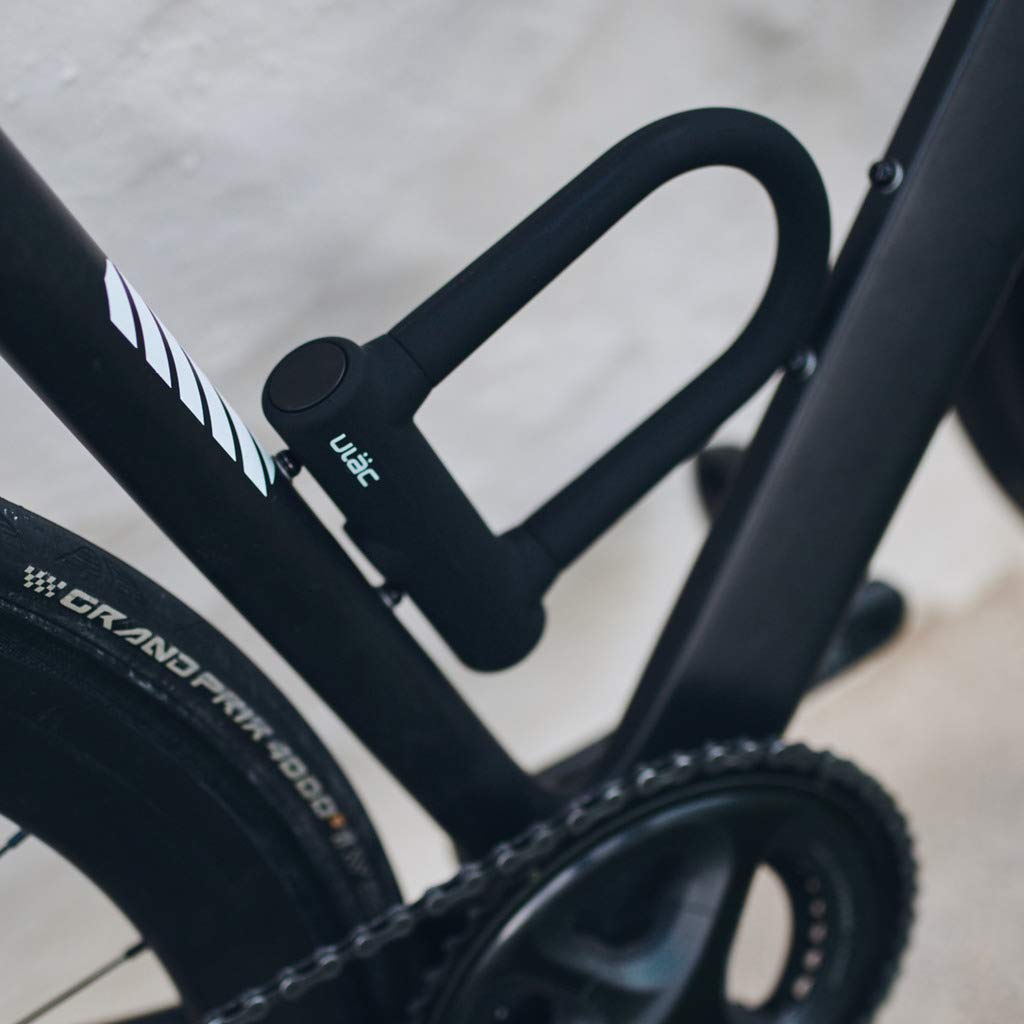 ULAC Brooklyn - Lucchetto a U per bicicletta, in lega leggera, con sistema di supporto per il trasporto versatile (nero)