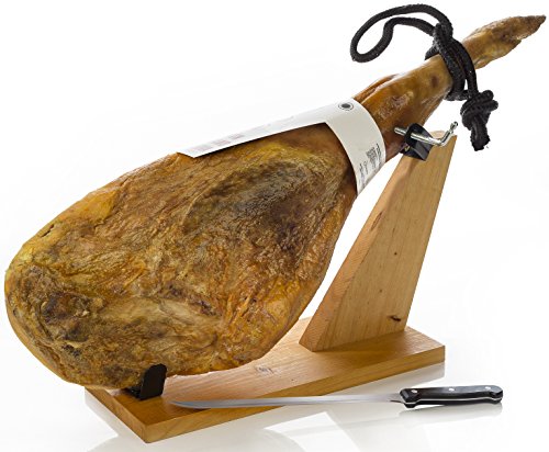 Jamonprive Serrano Schinken Reserva + Schinkenhalter + Messer 6.2 - 6.8 Kg - Spanischer Schinken