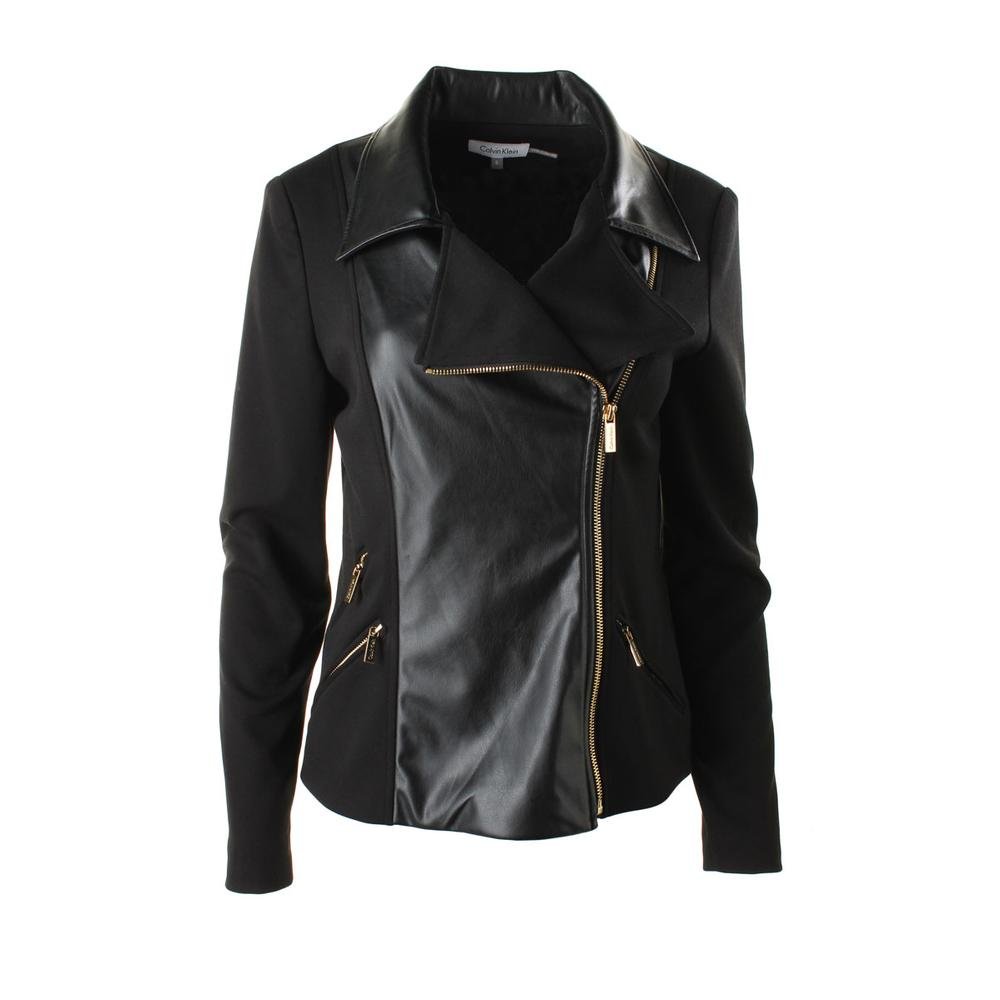 Calvin Klein Women's Jacket With Faux-Leather Front