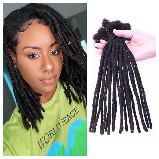 JISHENG 8 Inch Locs Extensions Human Hair 0.6cm Width Dreadlock Extensions 70 Strands/pack Full Handmade Permanent Locs Sisterlocks Can Be Dyed and Bleached