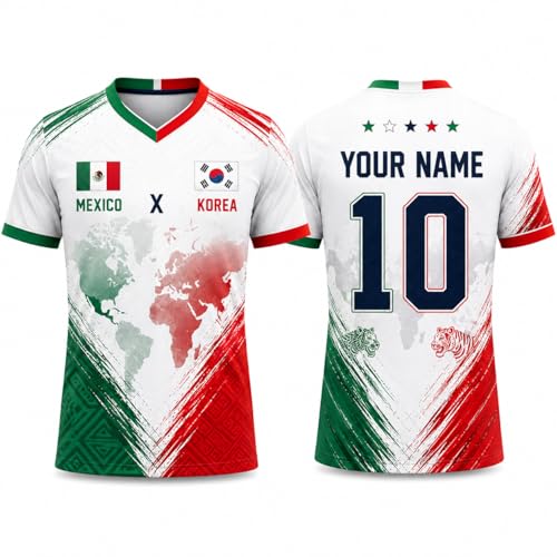 Korea Mexico Soccer Jersey with Name Number, Mexico South Korea Shirt Men Women, Mexican Korean Flag Game Day Outfit