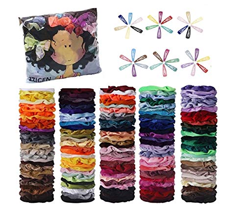 ZZICEN 46 Velvet Hair Scrunchie Tie Elastic Cord inside with 24pcs 2 Inch Snap Hair Clips Hair Barrettes for Women Girls Hair Accessorie
