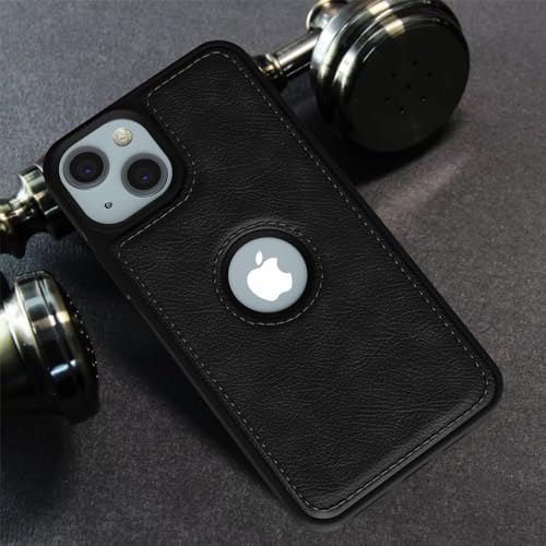 Image of Pikkme Back Cover for iPhone 15 | Pu Leather| Super Soft-Touch | Raised Edges | Camera Protection Bumper Case (Black)