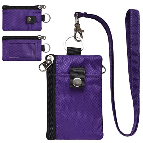 Image of CHENSPRX Minimalist RFID Blocking Small Wallet with ID Window,WaterResistant Zip Id Case Wallet with Lanyard Keychain for Cards,Cash,Travel,Women,Men