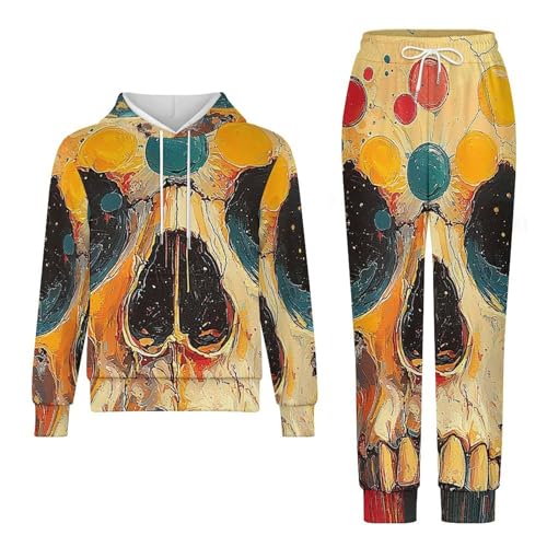Boy Girl Clothes Outfits Kids Long Sleeve with Pants 2PCS Clothing Set, Vintage Skull Psychedelic Art4