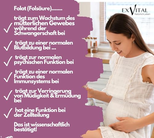 Folsäure Tropfen, 400 µg pro Tagesdosis - 50ml Flasche, SCHWANGERSCHAFT & IMMUNSYSTEM - 100% vegan, ohne Zusätze & laborgeprüft in Deutschland hergestellt